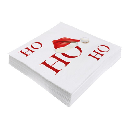 20x pcs christmas theme napkins white Ho Ho Ho 33 x 33 cm