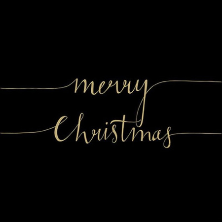 Tafelloper 40 x 150 cm met 20x st servetten - Merry Christmas - zwart/goud