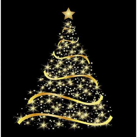 20x Zwarte kerst thema servetten met gouden kerstboom 33 x 33 cm