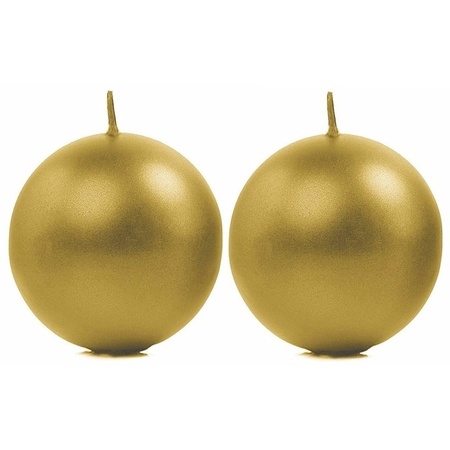 2x Candles Sphere gold 8 cm