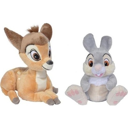 2x Disney Bambi en Stampertje knuffels 18/24 cm speelgoed set