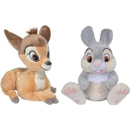 2x Disney Bambi en Stampertje knuffels 18 cm speelgoed set