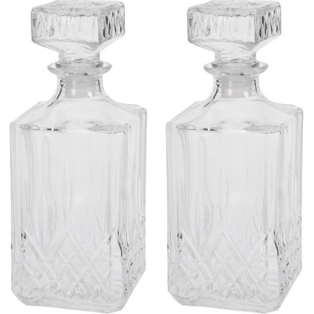 2x Glass whiskey carafe 750 ml