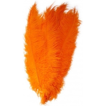 2x Grote decoratie veren/struisvogelveren oranje 50 cm