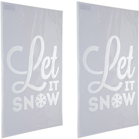 2x Kerst raamsjablonen/raamdecoratie Let it snow tekst  54 cm
