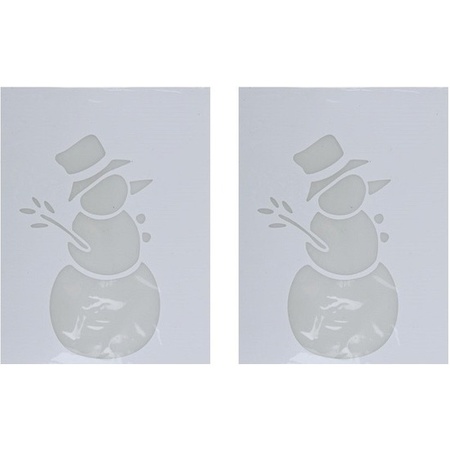 2x Kerst raamsjablonen/raamdecoratie sneeuwpop plaatjes 35 cm