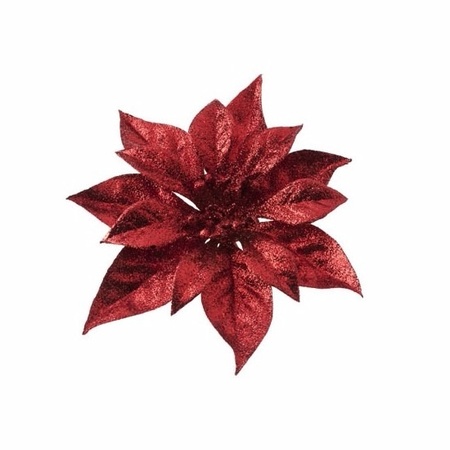 2x Christmas tree decoration flower red 18 cm