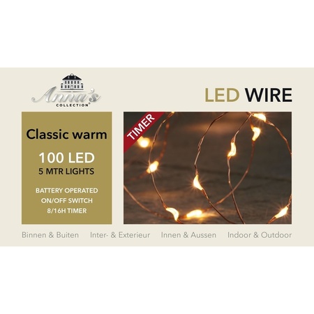 2x Christmas lights LED wire with timer classic warm 5 m