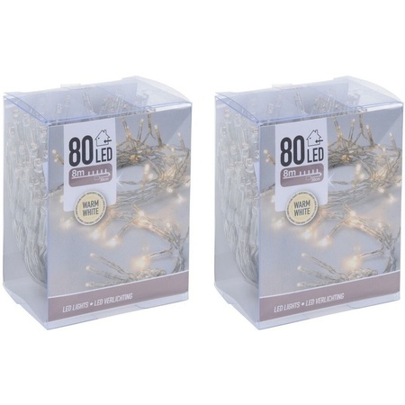 2x Christmas lights on batteries warm white 80 LED - 5 meters