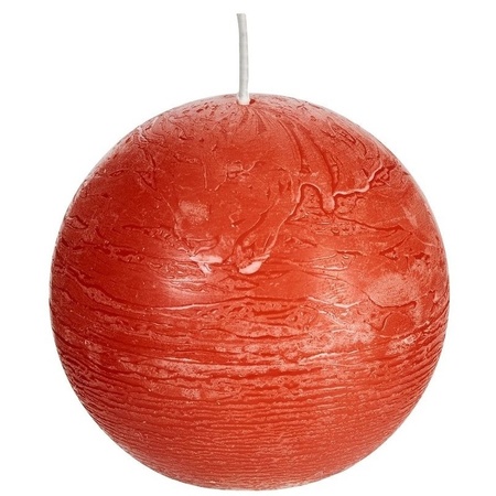 2x Orange rustic sphere/ball candle 8 cm 24 hours