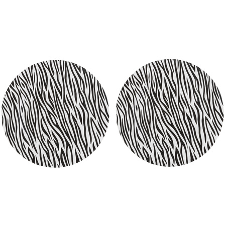 2x Diner plates/platters zebra print 33 cm round