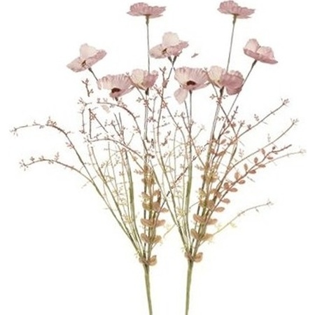 2x Pink dried poppy artificial flowers 53 cm