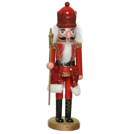 2x stuks kerstbeeldjes kunststof notenkraker poppetjes/soldaten rood 28 cm kerstbeeldjes