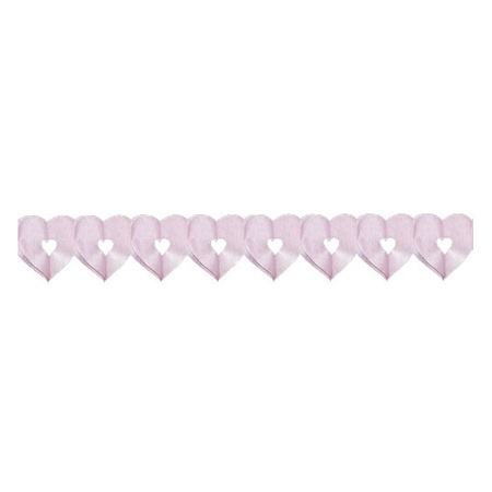 2x stuks roze papieren hartjes thema slingers van 6 meter