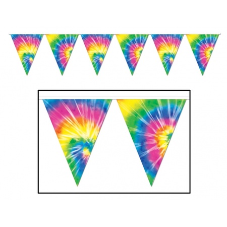 2x stuks Tie Dyed hippie vlaggenlijnen 3 meter
