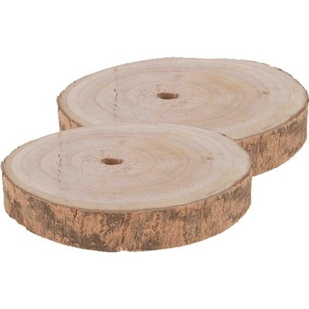 2x Home deco round tree trunk slices 20 cm