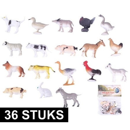 36x Farm animals toys 2-6 cm