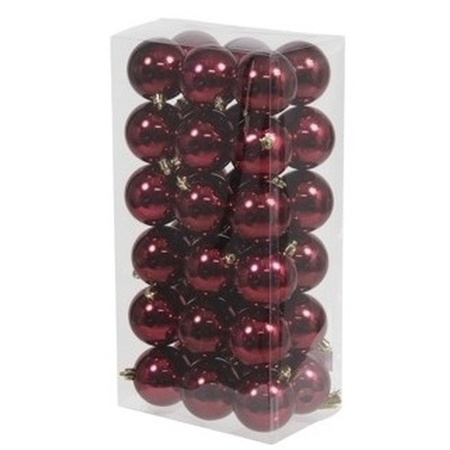 Christmas decorations baubles 6 and 8 cm set darkred shine 57x pieces