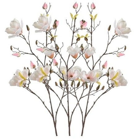3x Creme Magnolia kunstbloemen tak 105 cm