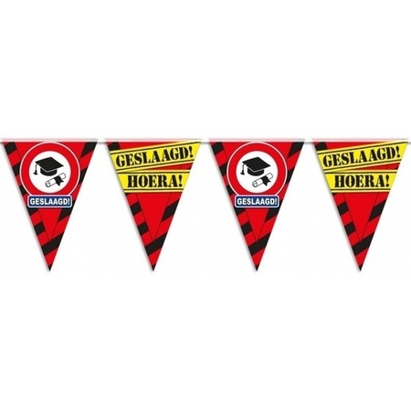 3x Graduation bunting/flagline warning sign 10 m party deco
