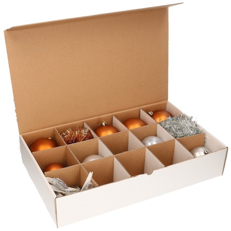 3x Christmas baubles sorting box with 10 cm compartments