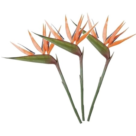 3x Oranje strelitzia/paradijsvogelbloem kunstbloemen 90 cm