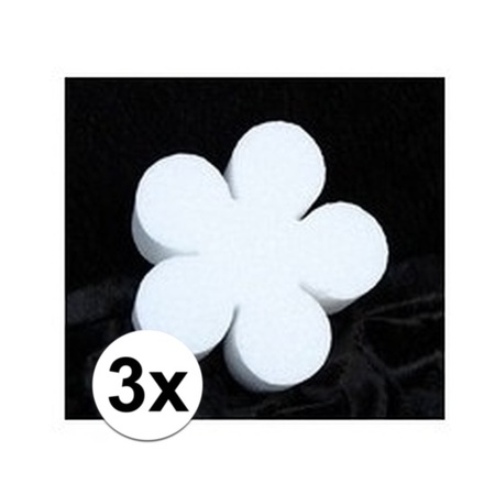3x Styrofoam flower shape 10 cm
