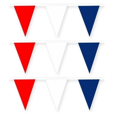 3x Rode/witte/blauwe stoffen vlaggenlijnen/slingers 10 meter