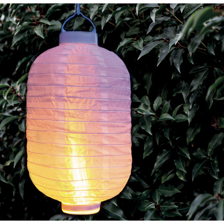 3x stuks luxe solar lampion/lampionnen wit met realistisch vlameffect 20 x 30 cm 