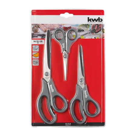 3x pieces of scissors / scissors set 14/21/25 cm