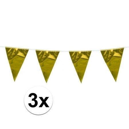 3x Bunting metallic gold 10 meter