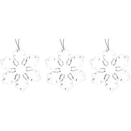 3x Transparent ice flowers Christmas decoration 11 cm