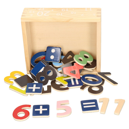 40x Magnetische houten cijfers/nummers gekleurd