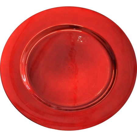 4x Diner onderborden rood glimmend 33 cm rond