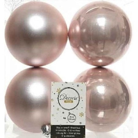 Kerstversiering kunststof kerstballen met piek lichtroze 6-8-10 cm pakket van 37x stuks