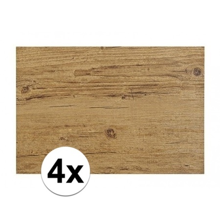 4x Placemats wood brown 45 x 30 cm