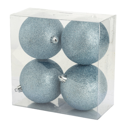 Christmas baubles with topper set iceblue 6 - 8 - 10 cm - package 40x pieces