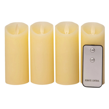 4x stuks led kaarsen/stompkaarsen ivoor wit D5,2 x H12,5 cm