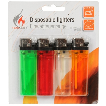 4x Disposable lighter colored 8 cm