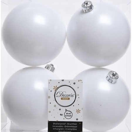 Kerstversiering kunststof kerstballen winter wit 6-8-10 cm pakket van 62x stuks
