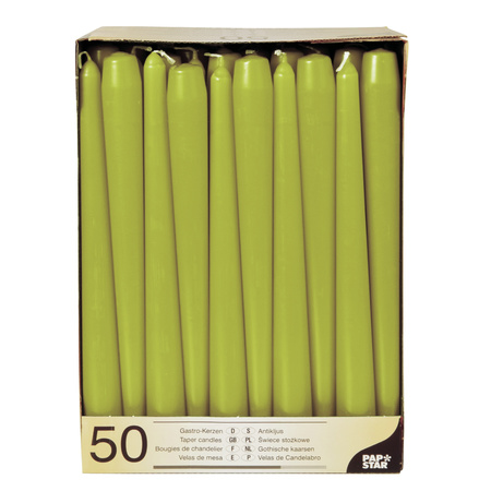 50x pieces Dinner candles olive green 25 cm