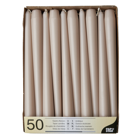 50x pieces Dinner candles taupe brown 25 cm