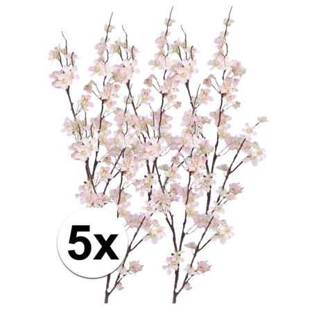 5x Pieces pink apple blossom artificial flower/branch with 17 flowers 84 cm