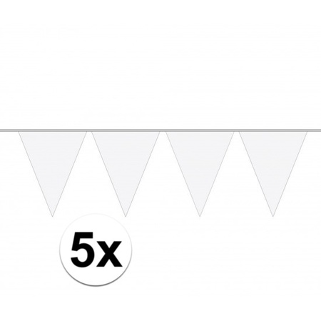 5x stuks Vlaggenlijnen wit 10 meter