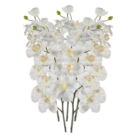 5x White Phalaenopsis artificial flower branch 100 cm