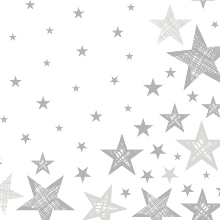 60x Christmas napkins white/silver stars 33 x 33 cm