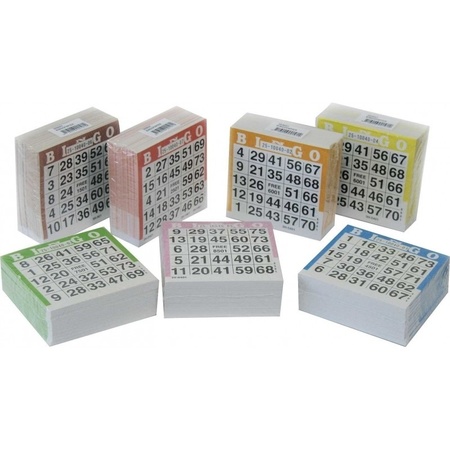 6x Bingo cards colored 1-75