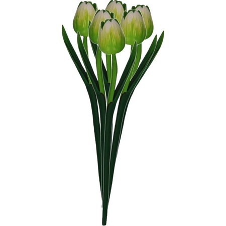 6x Green wooden tulips 35 cm artificial flowers
