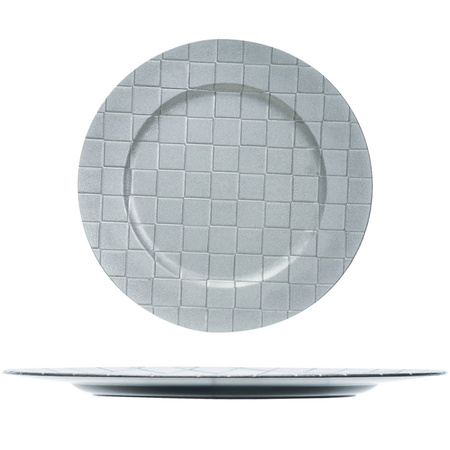 6x Diner plates/platters silver 33 cm round