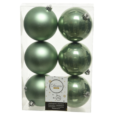 Christmas decorations baubles 6-8-10 cm set sage green 50x pieces